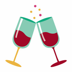 Colorful Graphics of a Wineglass in Toast - Vector Illustration