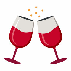 Colorful Graphics of a Wineglass in Toast - Vector Illustration