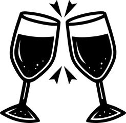 Black Silhouette of a Wineglass in Toast - Vector Illustration