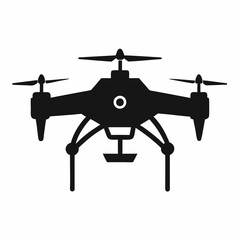 Drone black silhouette vector illustration and white background