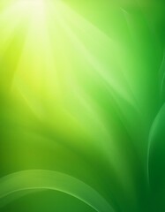 Abstract Green gradient backdrop with sunlight rays. Generated image
