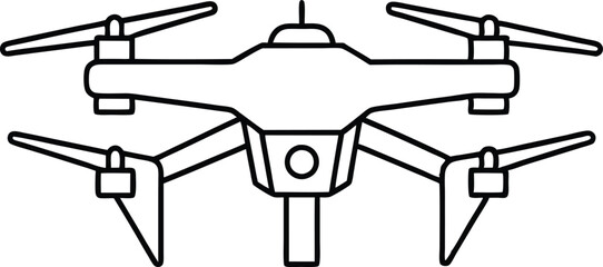 Drone line art vector, drone camera icon, drone outline drawing vector illustration 