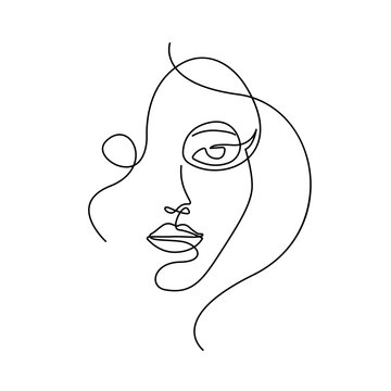 recommend clip art: One Line Drawing of Female Abstract Face. Modern Single Line Art Woman Portrait, Minimalist Contour Drawing. Vector One Line Illustration for Minimalistic Home Décor, Wall Art, Posters, Print, Mobile 
