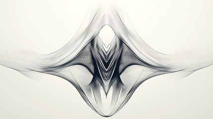 Naklejka premium Futuristic wave designs featuring continuous flowing lines and symmetrical geometry, highlighted on a minimalist white background. 