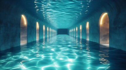 Submerged Architectural Wonder: An Underwater Corridor of Light and Serenity