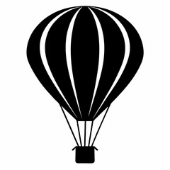 Hot Air Balloon black silhouette vector illustration and white background