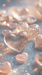 Fototapeta premium Romantic Valentine's Day template with cute teddy bears and floating hearts. Perfect for Instagram Stories and social media posts. Beautiful design for love-themed content.