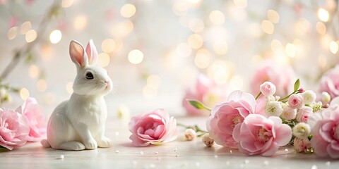 Tilt-Shift Wedding Decor: Pink Watercolor Flowers & Rabbit Silhouette