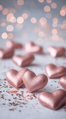 Obraz premium Romantic Valentine's Day template with cute teddy bears and floating hearts. Perfect for Instagram Stories and social media posts. Beautiful design for love-themed content.