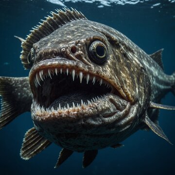 Capture a fangtooth fish with its oversized teeth.