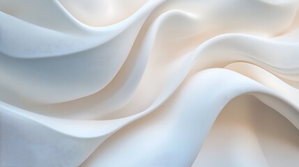 Obraz premium Pastel wave compositions with smooth flowing curves and a seamless white background, designed for a gentle aesthetic. 