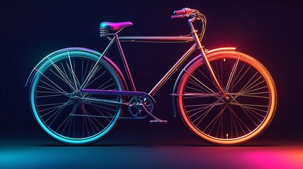 Fototapeta premium A modern bicycle illuminated with vibrant neon colors.