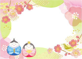 水彩タッチのかわいい雛祭りの背景素材