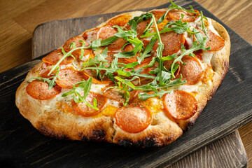 italian pizza on the wooden table