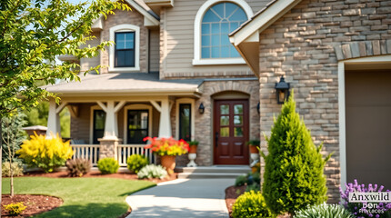 Obraz premium Luxury House Exterior: Dream Home in a Picturesque Setting