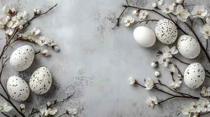 Obraz premium Easter eggs with flowers