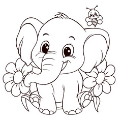 happy birthday activity character elephant,. coloring pages for children that you can print on standard paper