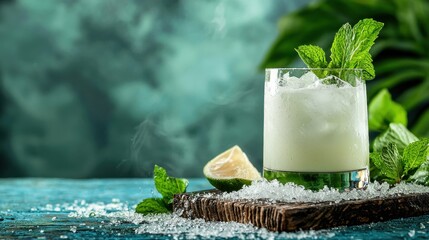 Crafting a refreshing frosty cocktail home bar beverage creation cozy atmosphere close-up crushed ice delight