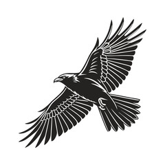 Obraz premium black and white vector of a raven in flight perfect for tattoo