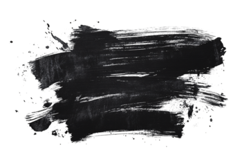 Black ink brush stroke isolated on transparent background