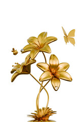 Gold Lily Flower 3D Design Element
