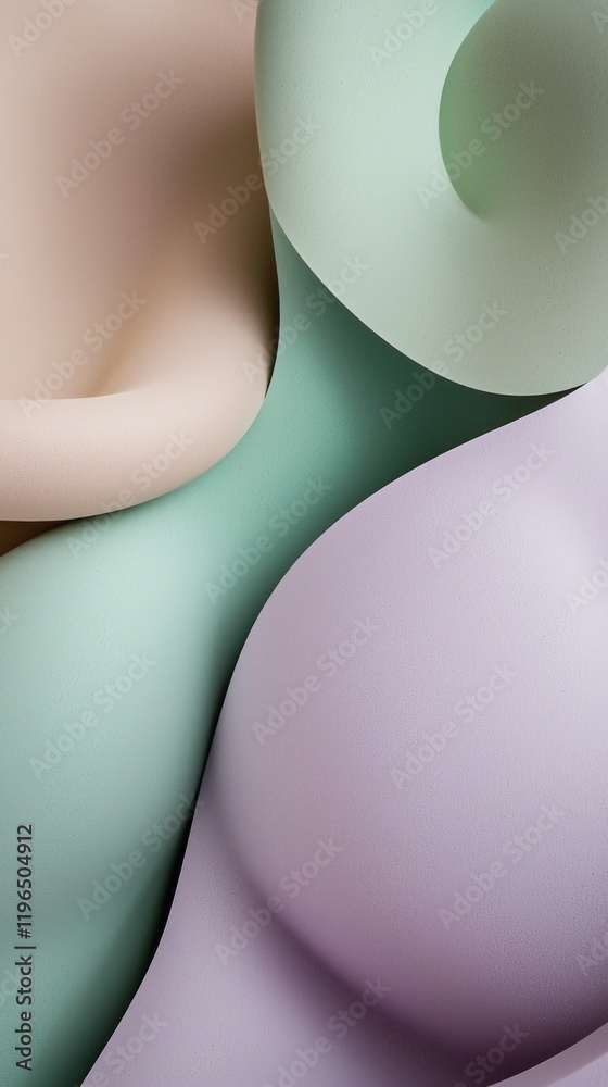 Poster Merging forms in a tranquil pastel palette create a soothing visual experience. The smooth textures and gentle curves invite contemplation and foster a sense of calm in a minimalist space