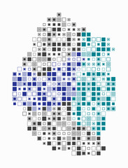 Eswatini, shape of the country built of colored cells. Digital style map of Eswatini on white background. Large size square blocks. Abstract vector illustration.
