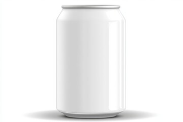 Blank white aluminum beverage can isolated on white background.