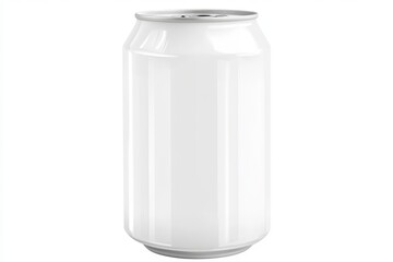 A clean, white, empty aluminum soda can, isolated on white background.
