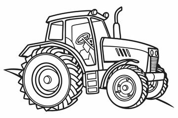 farm tractor . Coloring page. Coloring book. Drawing of a farm tractor isolated on a white background. Vector outline
