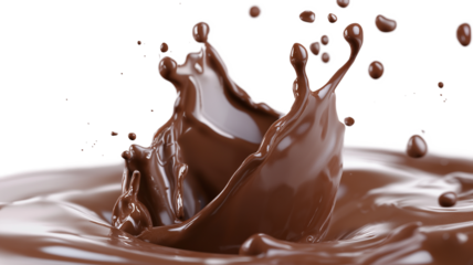 Chocolate splash in heart shape isolated on a white background