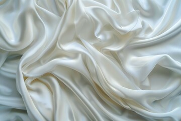 Fototapeta premium Glossy white satin fabric folds. Detailed photo textured background