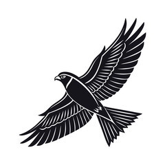 Obraz premium black and white vector of a raven in flight perfect for tattoo