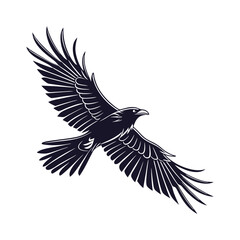 Obraz premium black and white vector of a raven in flight perfect for tattoo