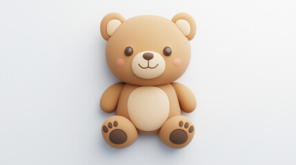 Obraz premium white background with cute teddy bear character 3d