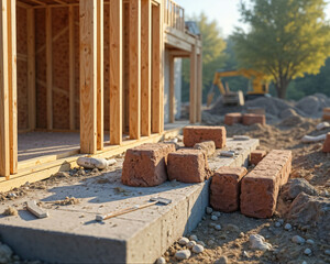 Naklejka premium Construction Site with Building Materials