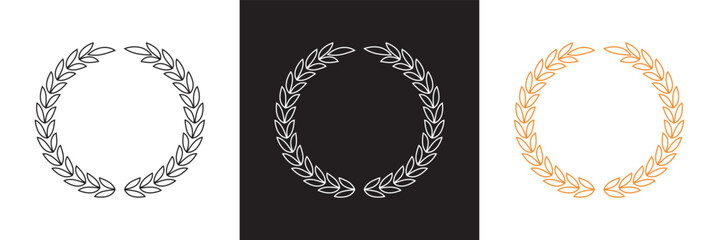 Laurel wreath silhouette vector.  isolated on white and black background. vector illustration. EPS 10 