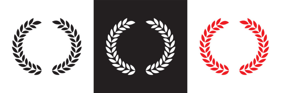 Laurel wreath silhouette vector.  isolated on white and black background. vector illustration. EPS 10 