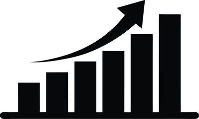 Growth bar chart, Growing graph vector, Business chart with arrow, Profit growing icon vector