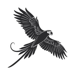 Obraz premium black and white vector of a raven in flight perfect for tattoo