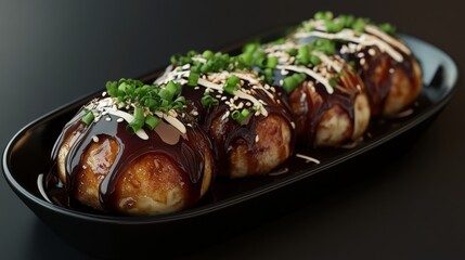 Takoyaki mockup on black background