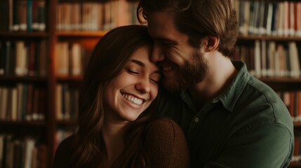 Obraz premium Happy Couple in Library