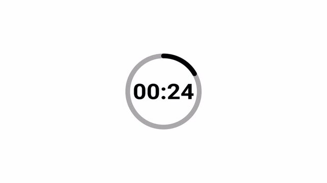 30 second countdown timer animation from 30 seconds to 0 seconds with alpha channel , 30 seconds countdown timer on a transparent background.	