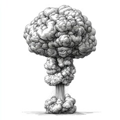 Engraving-Style Illustration of a Nuclear Explosion: A Visual Representation of Atomic Power and its Devastating Consequences