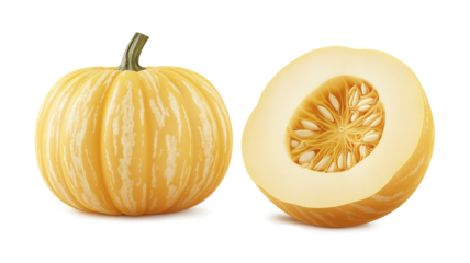 Realistic pumpkin closeup isolated on a white background