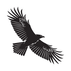 black and white vector of a raven in flight perfect for tattoo