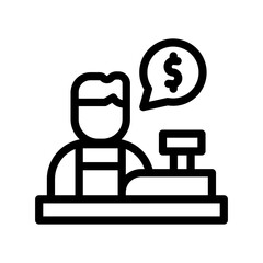 1 cashier line icon illustration vector graphic