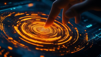 Fingertip scanning futuristic interface.