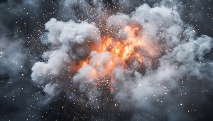 Fiery explosion with smoke and sparks. (1)