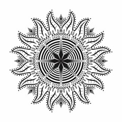 Line Guide for Coloring Book Pages. Oriental Mandala Vector. (English) Simple Mandala Coloring book line (English) Vector art illustration. Abstract vector mandala pattern, round frame